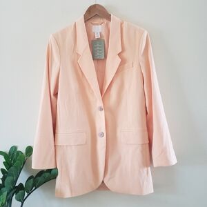 H&M NWT Womens Blazer XS Peach Apricot Long Sleeve Jacket Button Up
